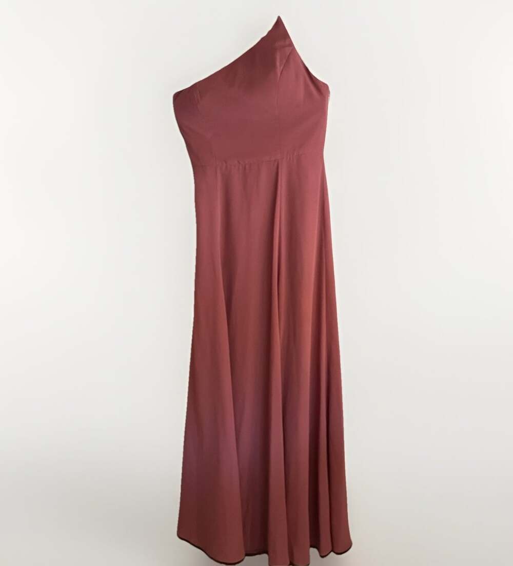 Jenny Yoo Kora Chiffon One Shoulder Straps Prom Bridesmaid 10 B34”- W30”- H40”